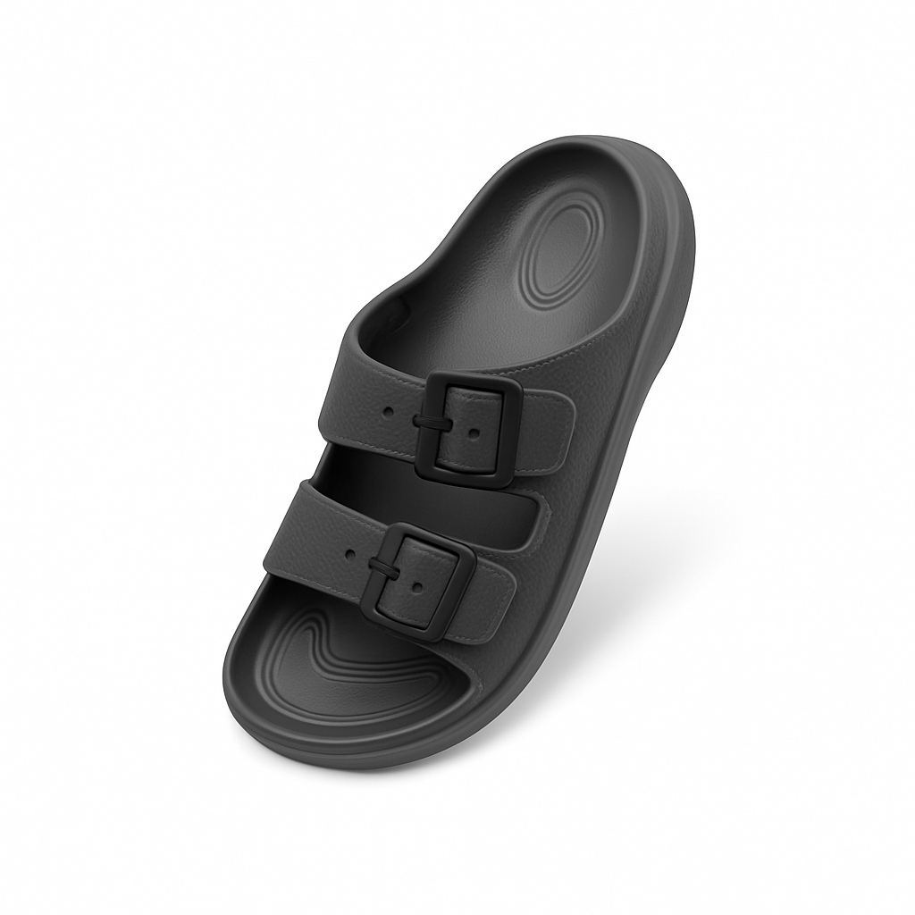 Two Buckle Sandals for Men Classic Black