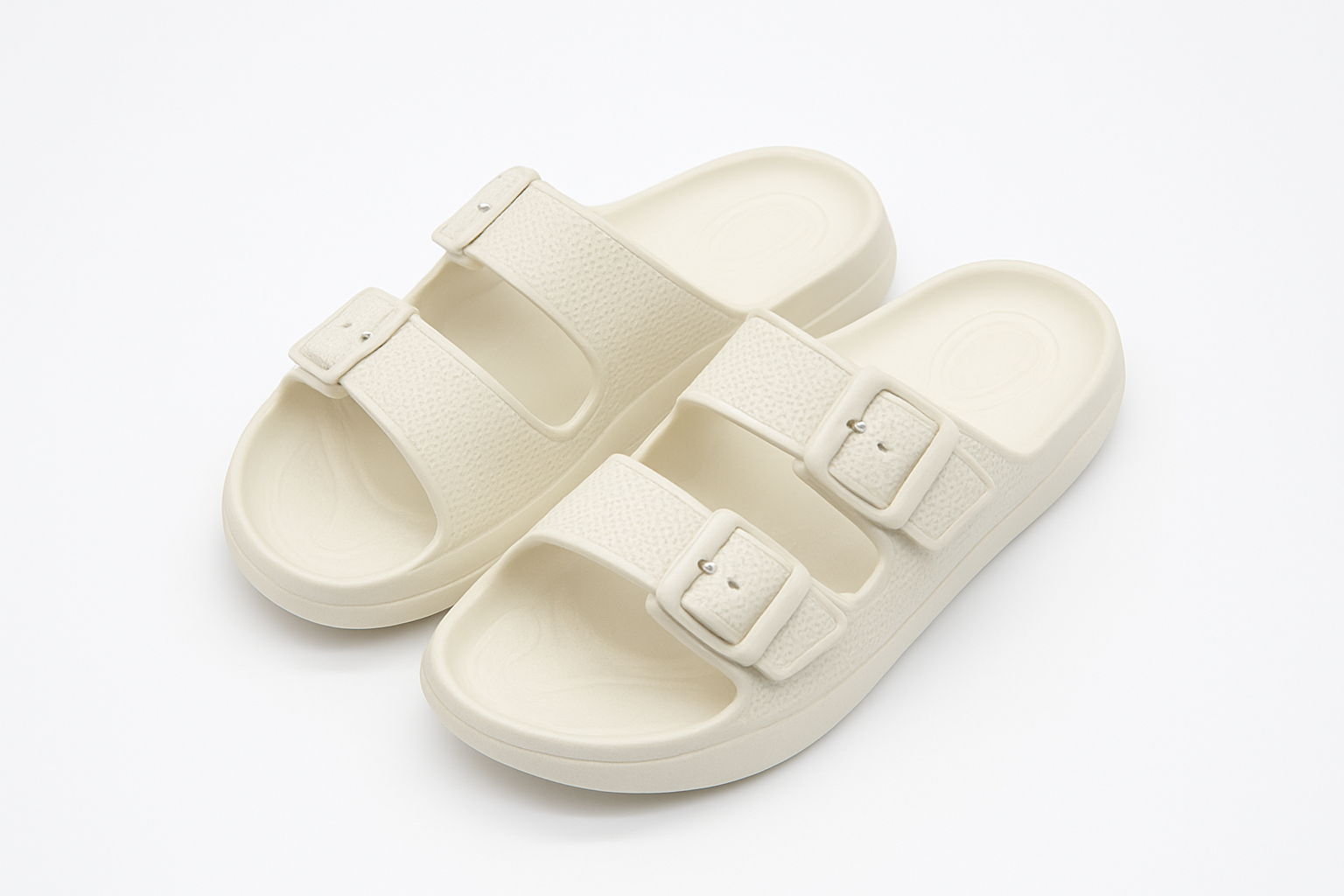 Two Buckle Sandals for Men Pearl White