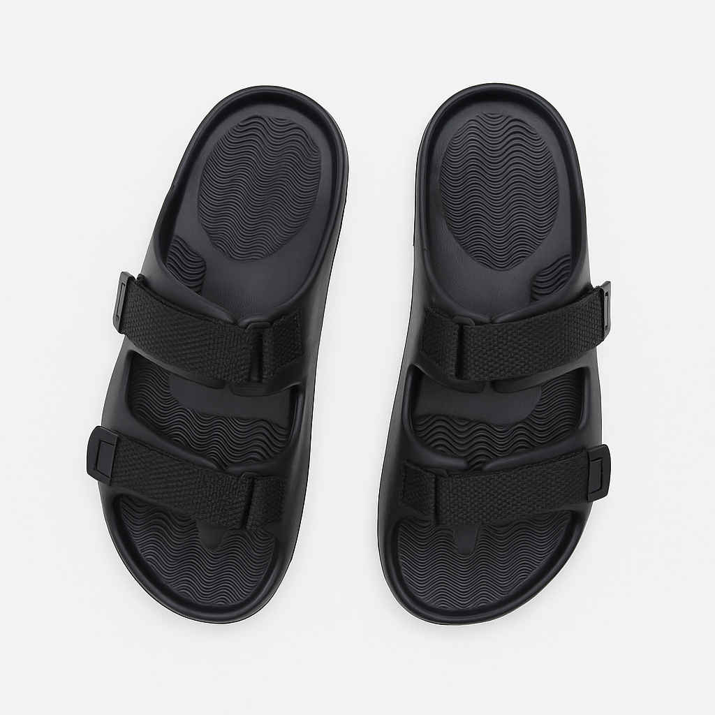 Twin Double Strap Sandals for Men Classic Black