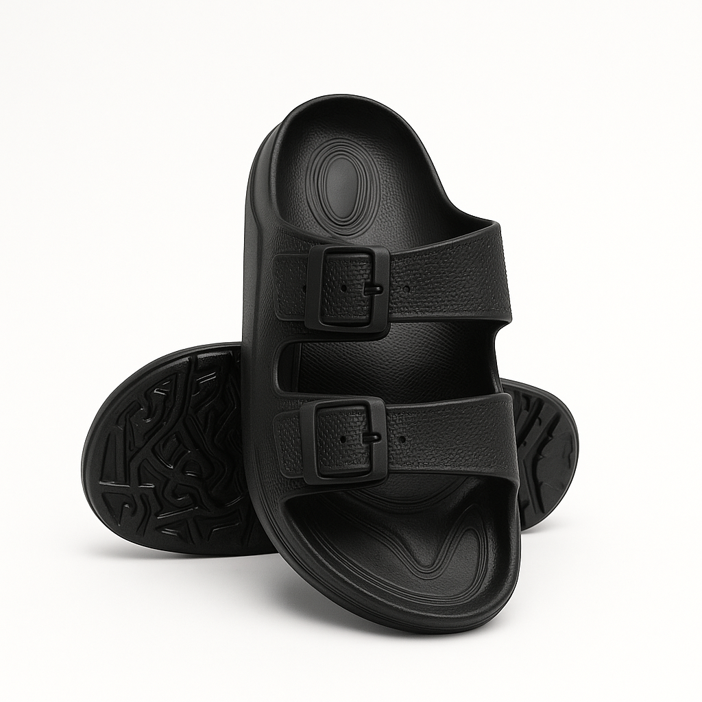 Two Buckle Sandals for Men Classic Black