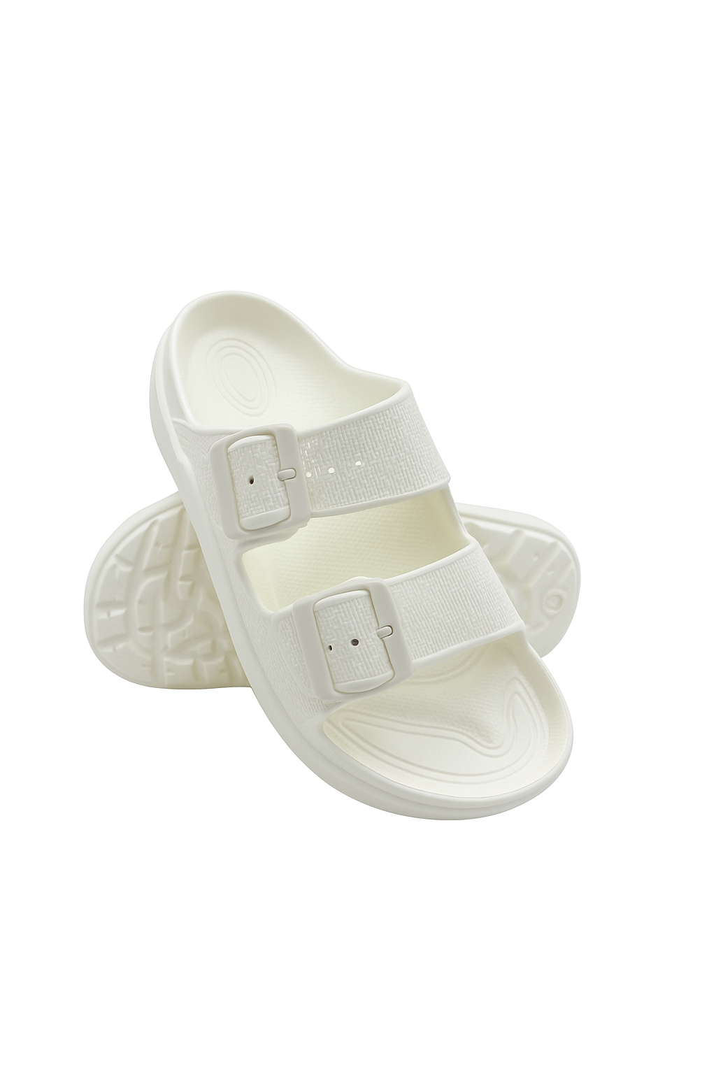 Two Buckle Sandals for Men Pearl White