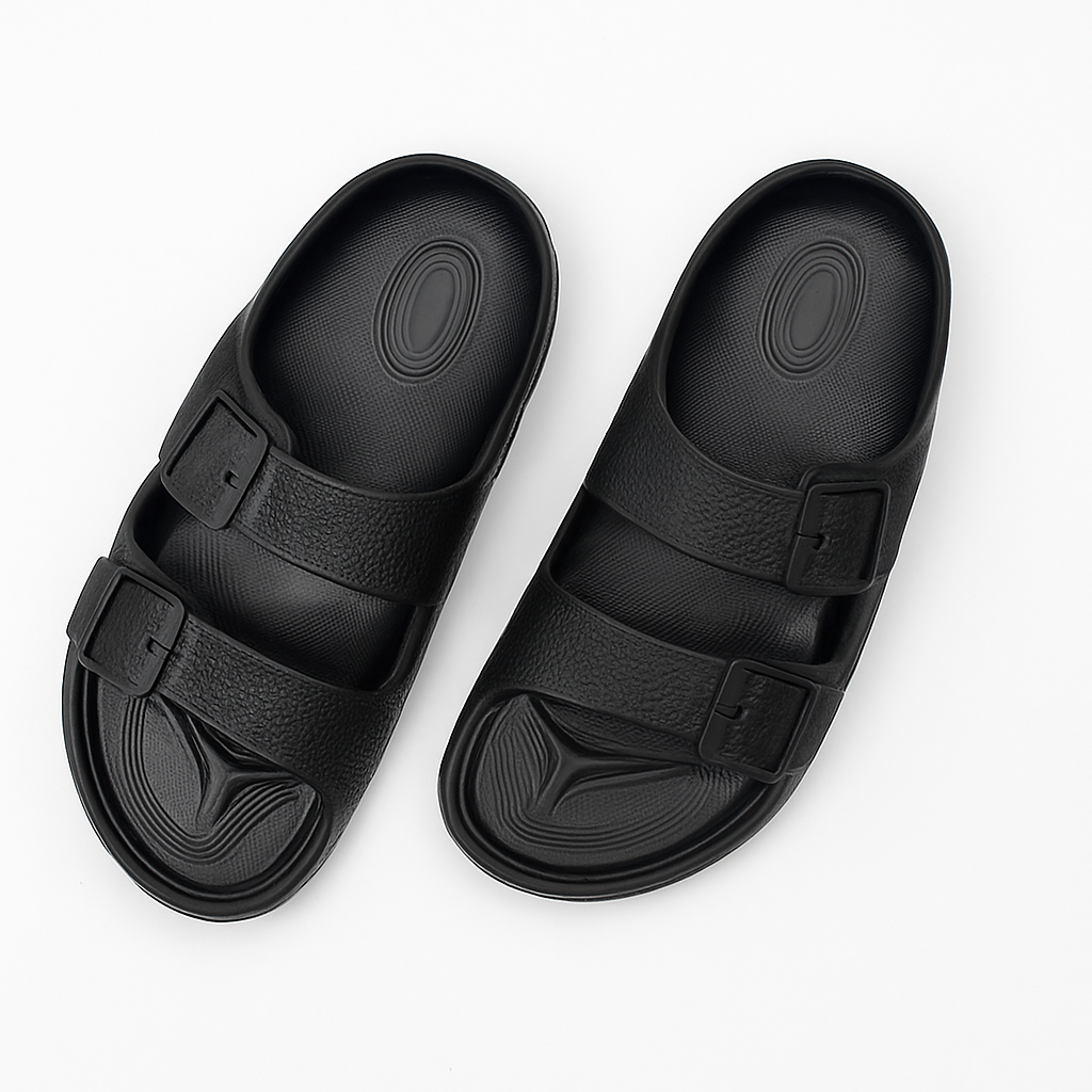 Two Buckle Sandals for Men Classic Black