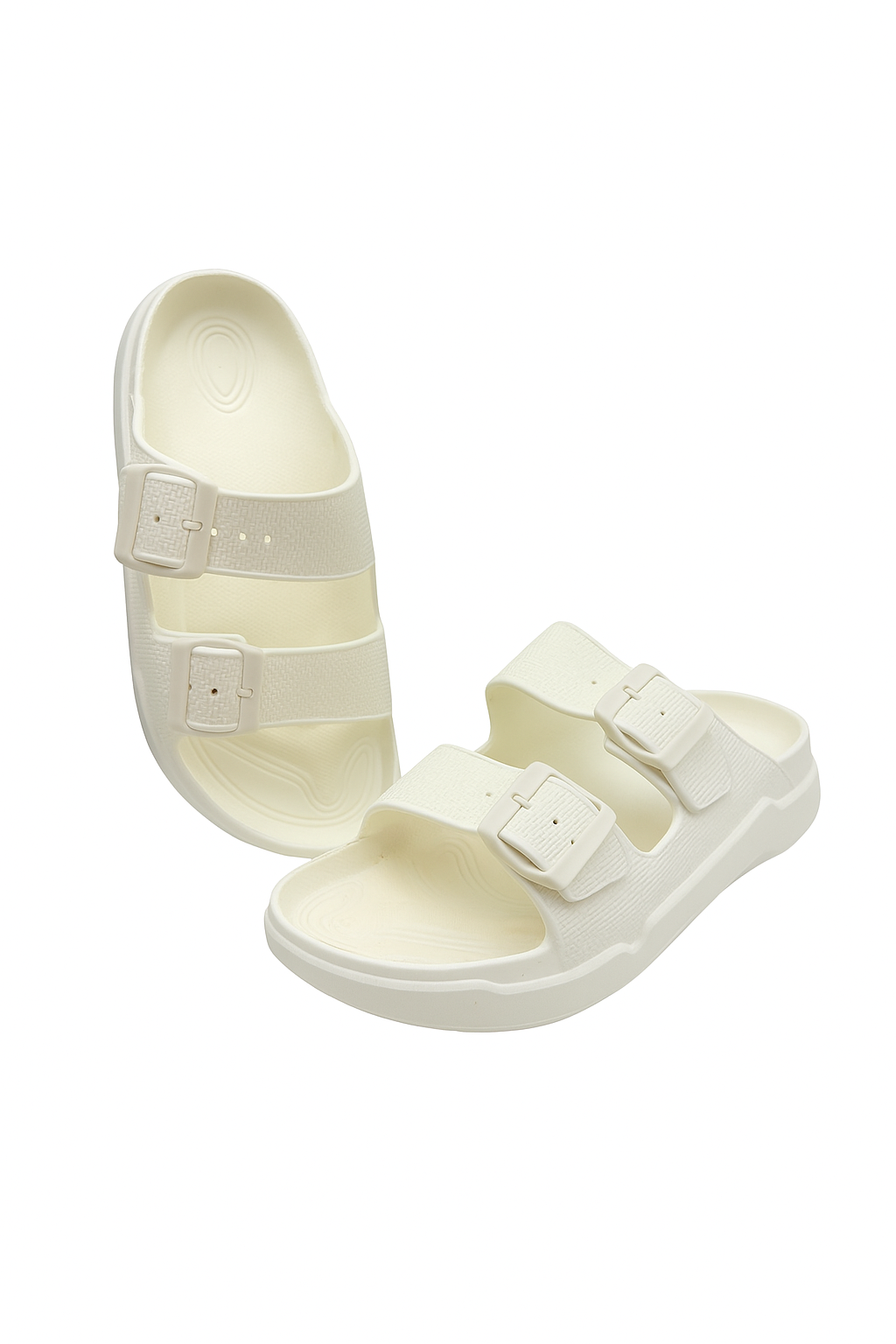 Two Buckle Sandals for Men Pearl White
