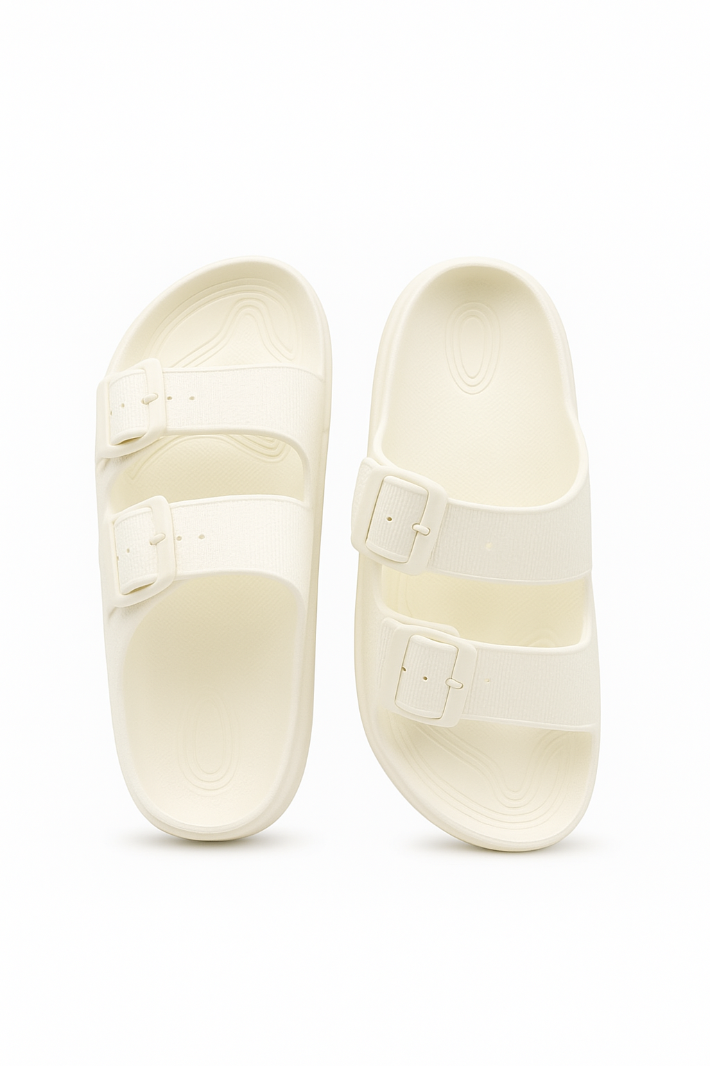 Two Buckle Sandals for Men Pearl White