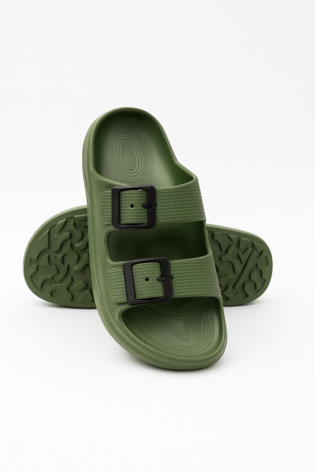 Two Buckle Sandals for Men Olive