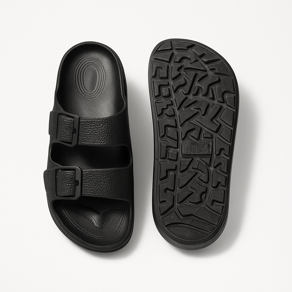 Two Buckle Sandals for Men Classic Black
