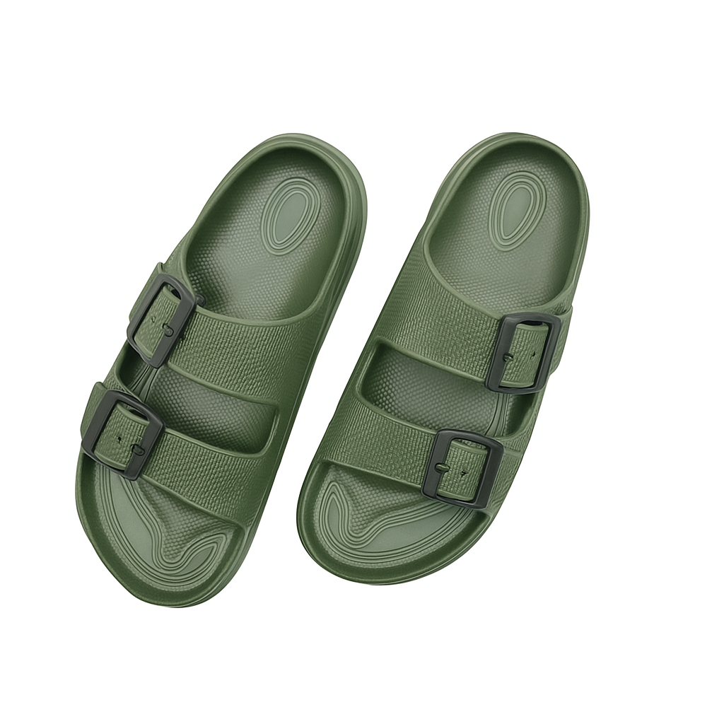 Two Buckle Sandals for Men Olive