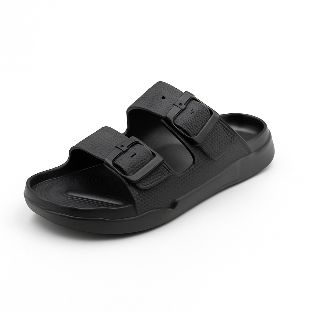 Two Buckle Sandals for Men Classic Black